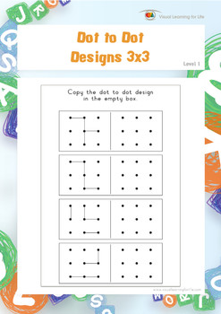 dot to dot designs 3x3 spatial skills worksheets by visual learning