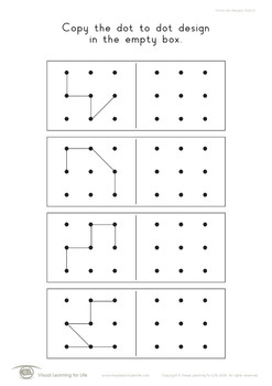 Dot to Dot Designs 3x3 (Spatial Skills Worksheets) by Visual Learning ...