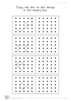 dot to dot designs 5x5 spatial skills worksheets by
