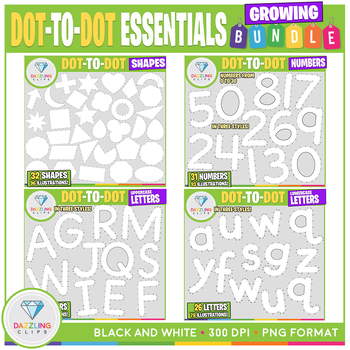 Preview of Dot-to-Dot Essentials Clipart Growing Bundle