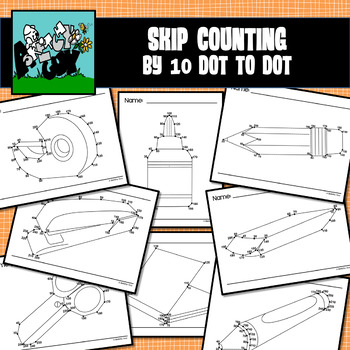 Preview of Dot to Dot School Supplies / Back to School - SKIP COUNTING by 10's