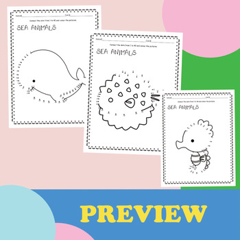 Dot to Dot | Sea Animal | Connect the Dots 1-40 by BG Kids | TPT