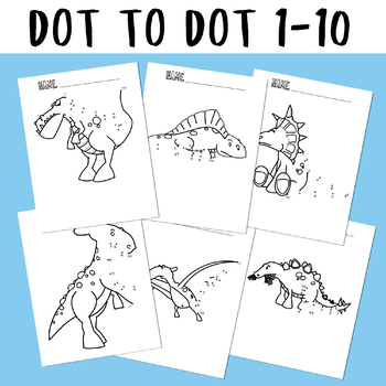 Dot To Dot Worksheets 1 10 1 Dinosaur Bundle By Marvis Teaching