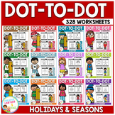 Dot to Dot Worksheets Counting Numbers Holiday/Seasons Bundle