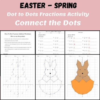 Preview of Dot to Dots / Connect the Dots Using Fractions Addition - Spring/Easter Activity