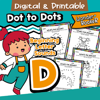 Preview of Dot to Dots, Counting Numbers, Coloring book, Beginning sounds D, Digital&Print