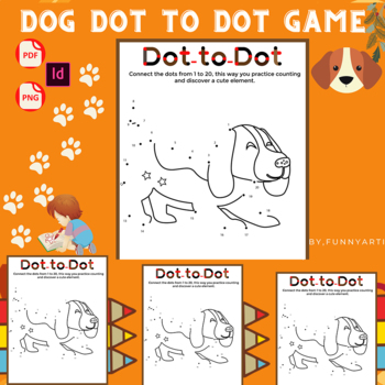 Preview of Dot-to-Dots Numbers Workbook 1-20 Animals Activity Book,Dog Connect the Dots