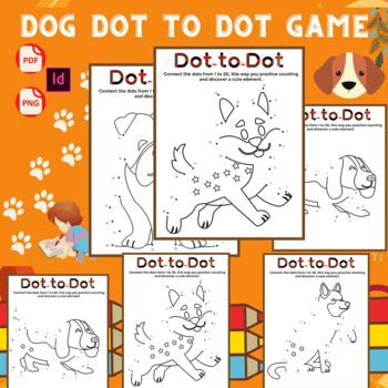 Preview of Dot-to-Dots Numbers Workbook 1-20 Animals Activity Book ,Dog Connect the dots