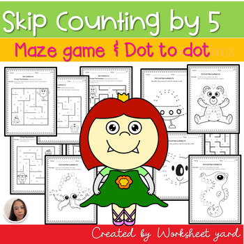 Preview of Dot to dot Skip counting by 5 worksheets , skip counting by 5s , maze game