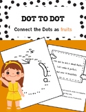 Dot to dot connect numbers, pictures of fruits.