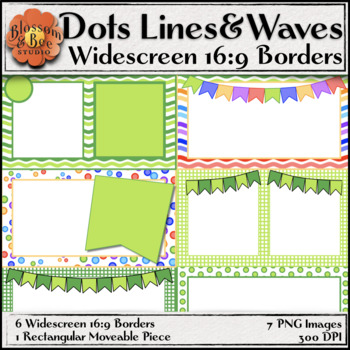 Preview of Dots Lines and Waves Widescreen Backgrounds and Task Cards Free