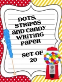 Dots, Stripes and Candy.  Set of 20 Printable Writing Papers
