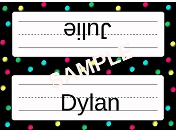 Preview of Dots-Themed Name Plates and More! (Editable)