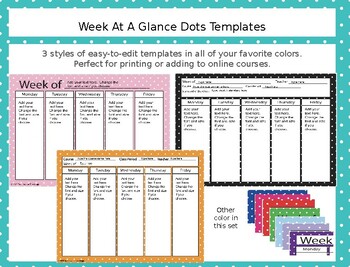 Preview of Dots Week at a Glance Customizable Weekly Calendar
