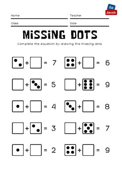 Preview of Dots addition | Find the missing dots | Addition game | Grade 1 | Grade 2