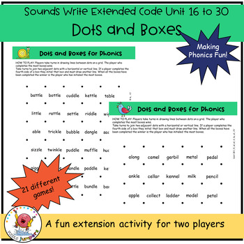 Dots and Boxes Phonics Game - Sounds Write Extended Code Units 16 to 30