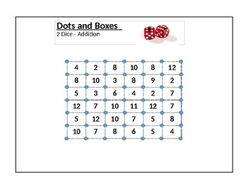 Preview of Dots and Boxes - Using Dice - Random Number Generator