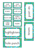 Dots on Turquoise Teacher Toolbox Labels *editable*