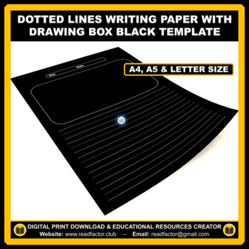 Preview of Dotted Lines Writing Paper With Drawing Box Black Template -A4, A5 & Letter Size