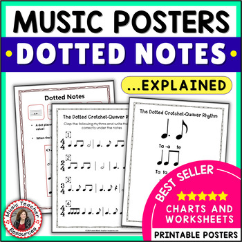 Preview of Music Theory Worksheets - Dotted Notes with Classroom Posters