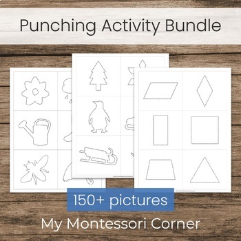 Preview of Dotted Punching Shapes Mega Bundle, Montessori Fine Motor Activity