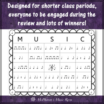 Dotted Quarter Note Rhythm Bingo Game by Linda McPherson | TpT
