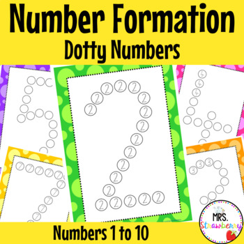 Number Formation Practice - Dotty Numbers by Mrs Strawberry | TpT