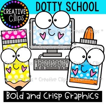 Dotty School Supplies Clipart {School Clipart} | TPT