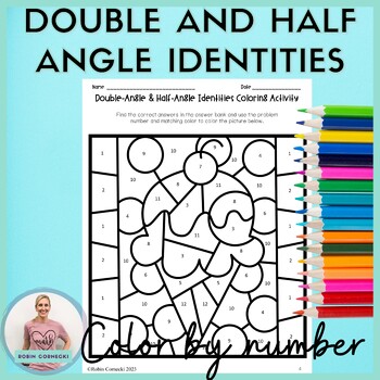Preview of Double Angle & Half Angle Identities Color by Number Activity for Pre Calculus