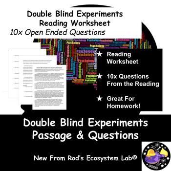 Preview of Double Blind Experiments Reading Worksheet **Editable**