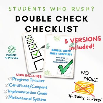 Preview of No More Speeding Tickets : Double Check Math Work Checklist – Whole System!!