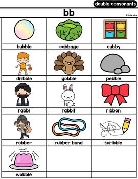 Double Consonant BB . Word Lists and Worksheets. color + bw. FREEBIE!!