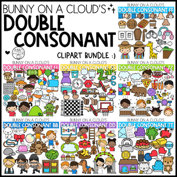 Preview of Double Consonant Clipart Bundle by Bunny On A Cloud