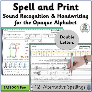 Preview of Double Consonant Letters Spelling Activities & Printing Practice - SASSOON Font