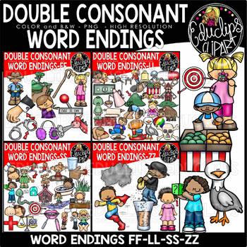 Preview of Double Consonant Word Endings Big Bundle {Educlips Clipart}