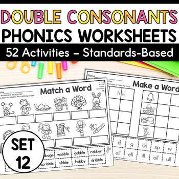 Preview of Double Consonant Worksheets - Floss Rule - ff ll ss zz - Double Final Consonants