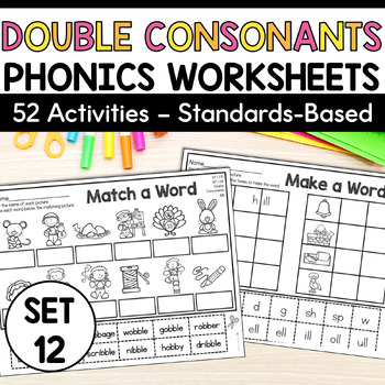 Double Consonant Worksheets - No-Prep Floss Rule Activities - ff ll ss zz