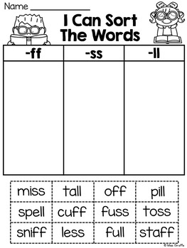 Double Consonants Worksheets (ff ll ss zz Floss Rule Worksheets) {NO PREP!}