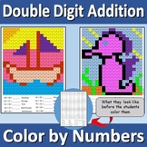 Double Digit Addition - Color by Numbers - Seahorse and Sailboat