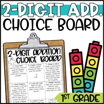 Preview of Double-Digit Addition Math Menu or Choice Board for 1st Grade