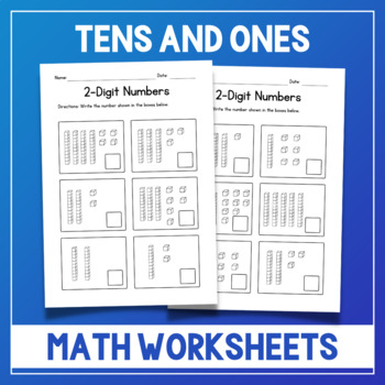 Preview of Double Digit Addition Math Worksheets - Tens and Ones Blocks - Place Value