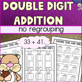 Preview of Double Digit Addition - No Regrouping - Worksheets For Adding Without Regrouping