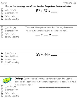 Double Digit Addition Strategies Worksheets by Kmwhyte's Kreations