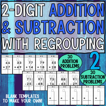 Preview of Double Digit Addition & Subtraction with Regrouping 2 (Includes Google Slides!)