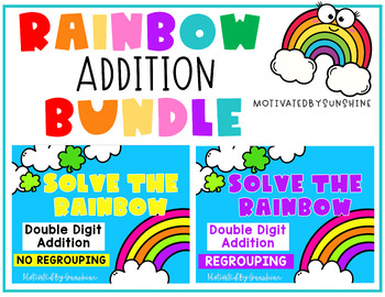 Preview of Double Digit Addition Task Cards, Regrouping and No Regrouping Bundle, Spring
