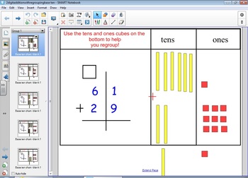 Preview of Double Digit Addition With Regrouping Interactive Base Ten