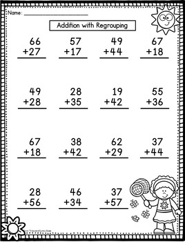 Double Digit Addition With Regrouping Worksheets Spring Addition Worksheets