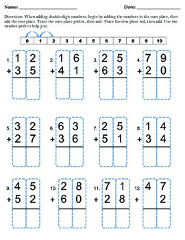 addition worksheets double digit without regrouping
