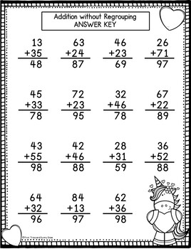 Double Digit Addition Without Regrouping - 2 Digit Addition - February