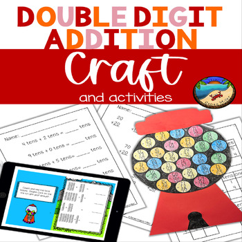 Preview of Double Digit Addition Without Regrouping Digital Slides Craft and Worksheets